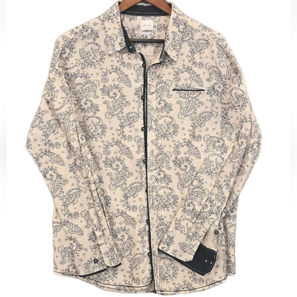 J.B. Holt Buckle Mens Shirt Paisley Print Long Sleeve Button Up Size XL